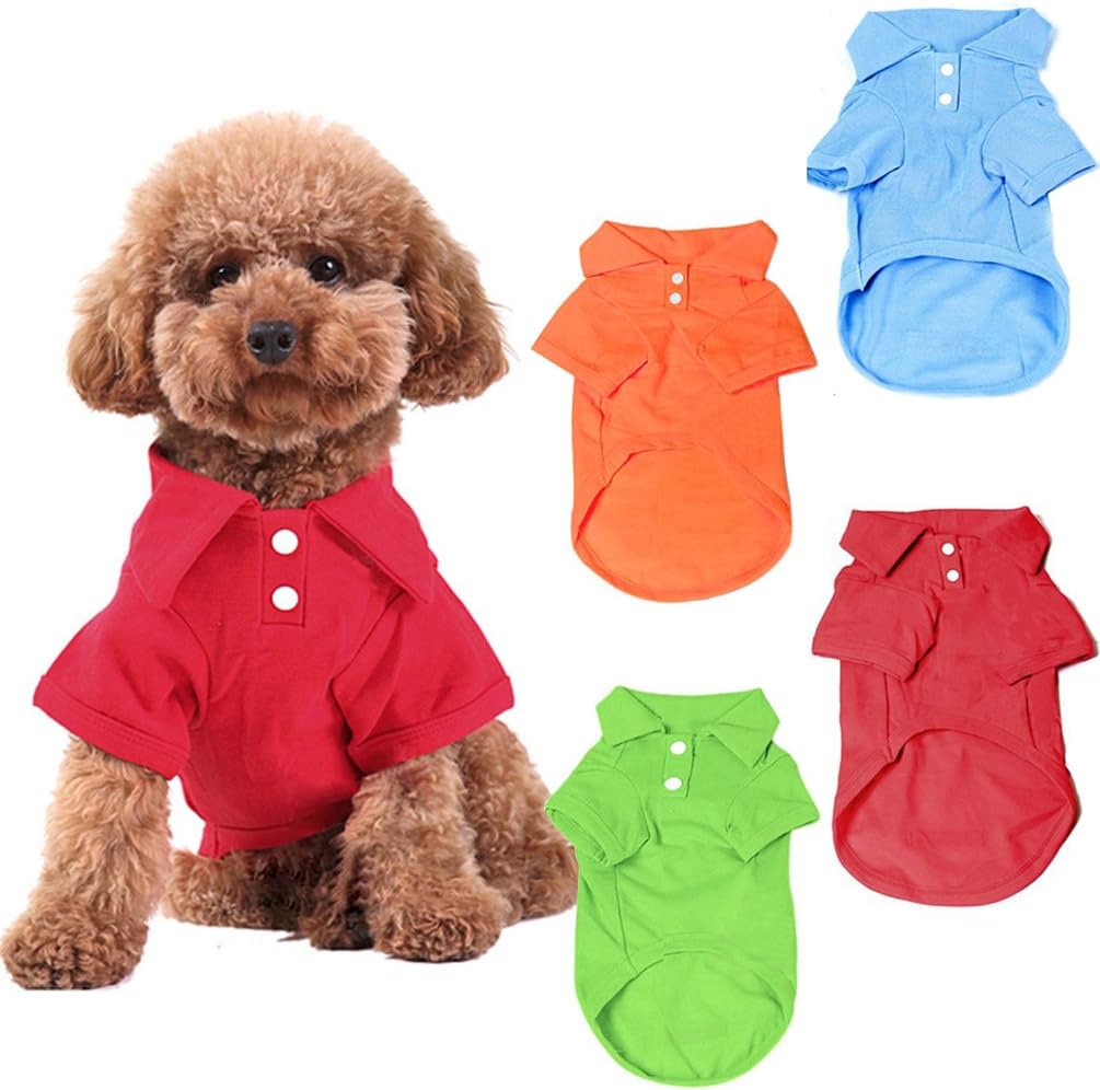Amazon.com : KINGMAS 4 Pieces Dog T-Shirt, Breathable Pet Shirts, Puppy Sweatshirt Dog Clothes Outfit Apparel Coats for Small Medium Dogs Cats (Blue, Green, Red, Orange) - X-Small : Pet Supplies