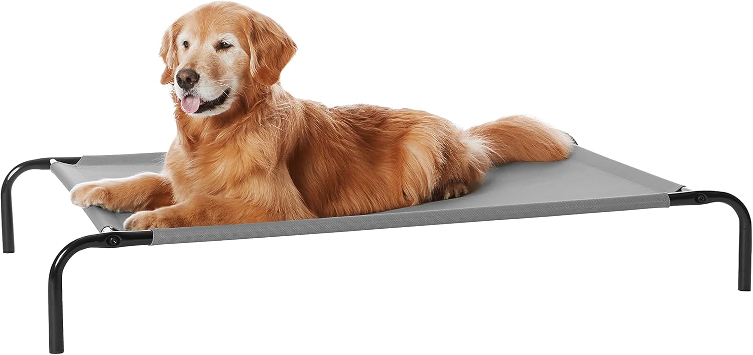 Amazon.com: Amazon Basics Cooling Breathable Elevated Dog Bed with Metal Frame for Large Dogs, 51 x 31 x 8 Inch, Grey