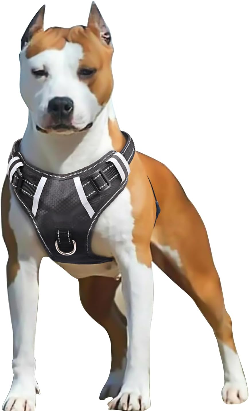 Amazon.com : Big Dog Harness No Pull Adjustable Pet Reflective Oxford Soft Vest for Large Dogs Easy Control Harness (XL, Black) : Pet Supplies