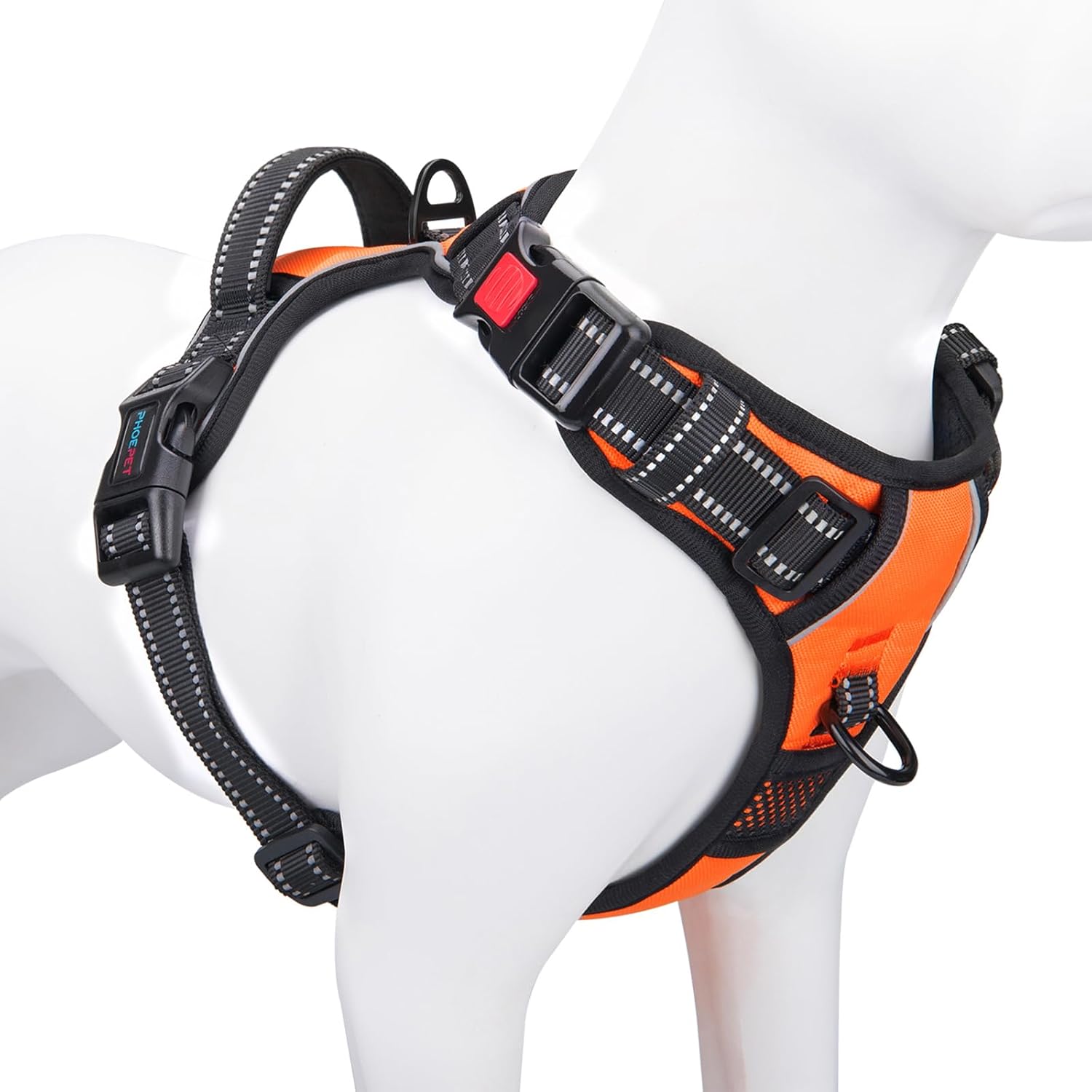 Amazon.com : PHOEPET No Pull Dog Harness Medium Reflective Front Clip Vest with Handle,Adjustable 2 Metal Rings 3 Buckles,[Easy to Put on & Take Off](M, Orange) : Pet Supplies