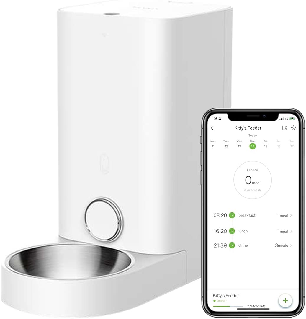 Amazon.com : PETKIT Automatic Cat Feeder, 2.4GHz WiFi Automatic Pet Feeder for Cats and Dogs Smart Pet Dry Food Dispenser, Up to 10 Meals per Day, Low Food Reminder, App Control : Pet Supplies