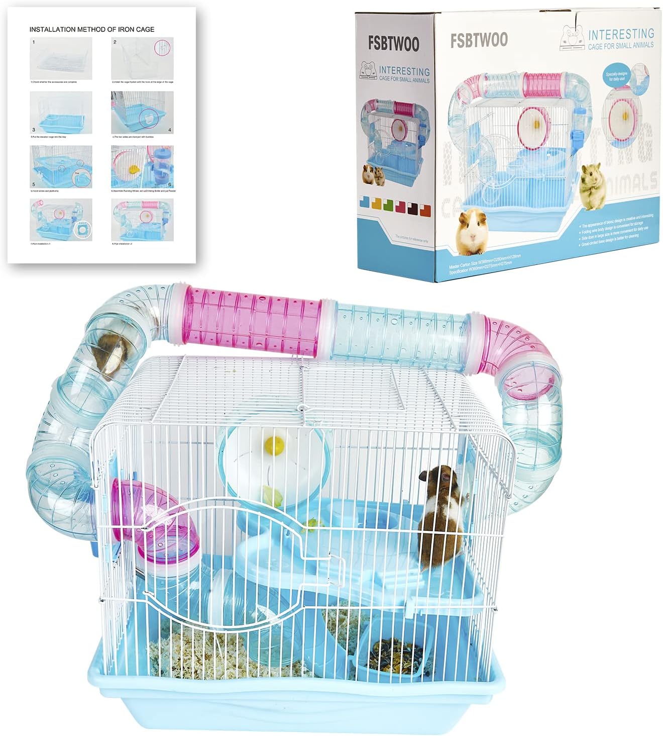 Amazon.com : Hamster Cages and Habitats, A Wire Rat Cage with a Large Space for Dwarf Hamsters, Guinea Pig, Gerbils, Mouse or Other Small Animal Cage. : Pet Supplies