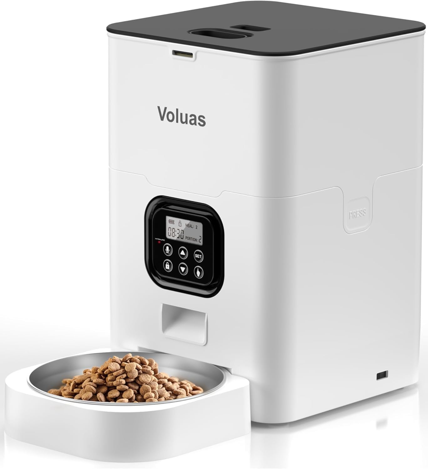 Amazon.com : VOLUAS Automatic Cat Feeders - Timed Pet Feeder for Cats and Dogs with Dry Food Dispenser, Desiccant Bag, Programmable Portion Control, 4 Daily Meals, 10s Voice Recorder : Pet Supplies