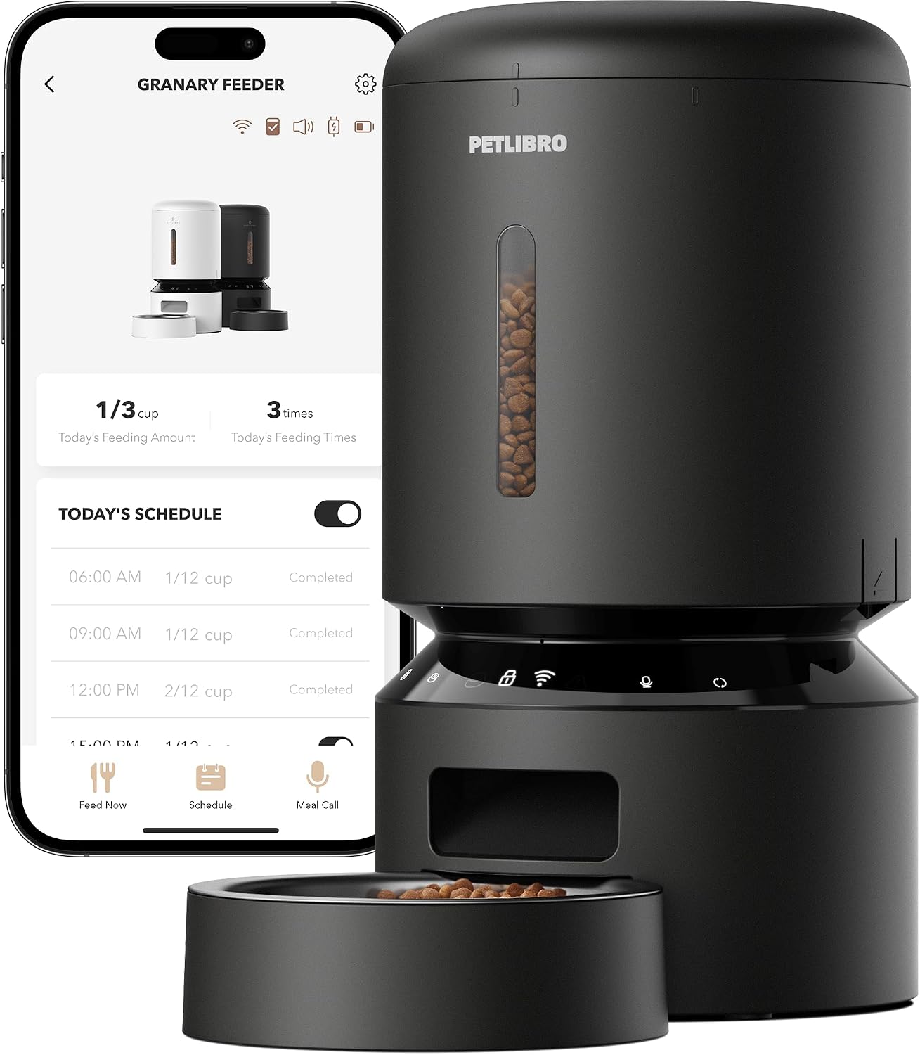Amazon.com : PETLIBRO Automatic Cat Feeder, 5G WiFi Automatic Dog Food Dispenser with Freshness Preservation, 5L Timed Pet Feeder with Low Food Sensor, Up to 10 Meals Per Day, Granary Black : Pet Supplies
