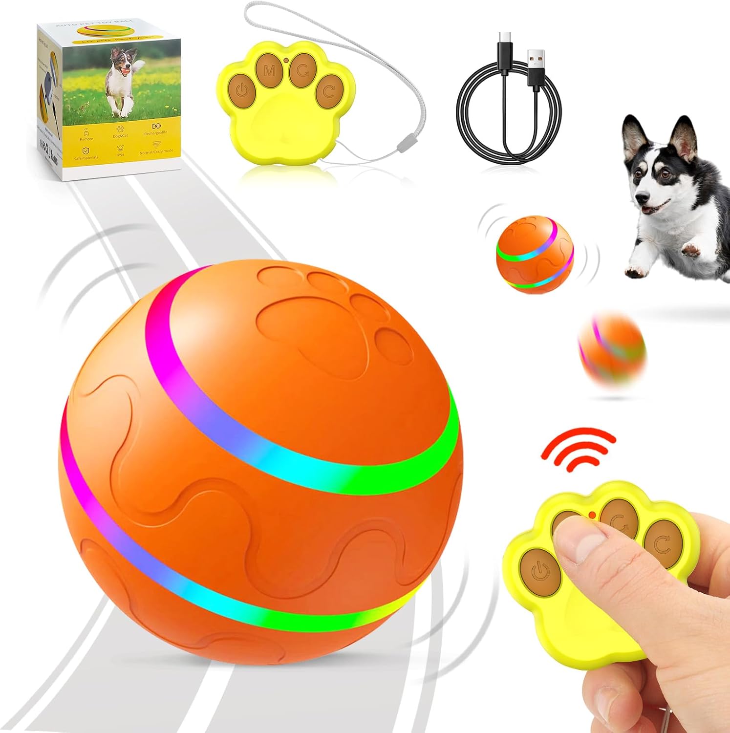 Pet Supplies : Interactive Peppy Pet Ball for Dogs - Wicked Active Rolling Toy for Boredom Indoor Outdoor, Remote Control Self Moving Motion Activated Smart USB Rechargeable Spinning Dog Toy : Amazon.com