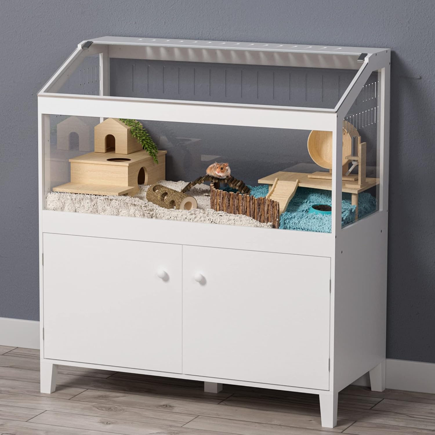 Amazon.com : GDLF Hamster Cage with Storage Cabinet Small Animal Cage, Easy View Acrylic Panels, Large Habitat for Hedgehog Gerbil & Rat 39.5"x19.7"x43.7" : Pet Supplies