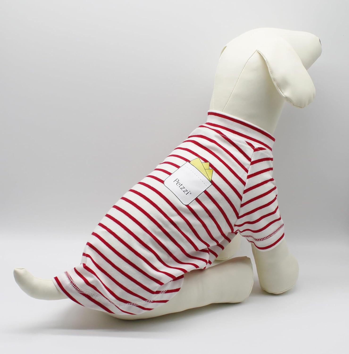 Amazon.com : Petzzi Pet Dog Puppy Cat Clothes Light Weight Summer Striped T Shirt with Printed Pocket - Miles (X-Large, Red/White Stripes) : Pet Supplies