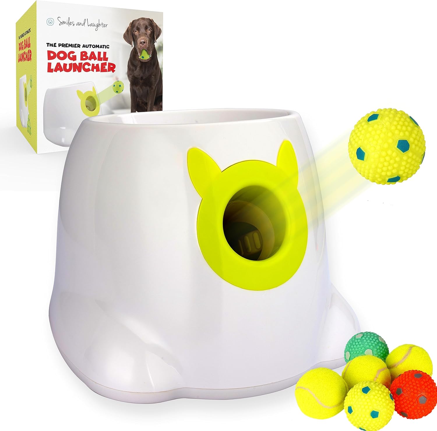 Amazon.com: Automatic Dog Ball Thrower Launcher - Fetch Machine for Small to Medium Dogs - Adjustable Launch Distances - 6 Balls Included : Pet Supplies