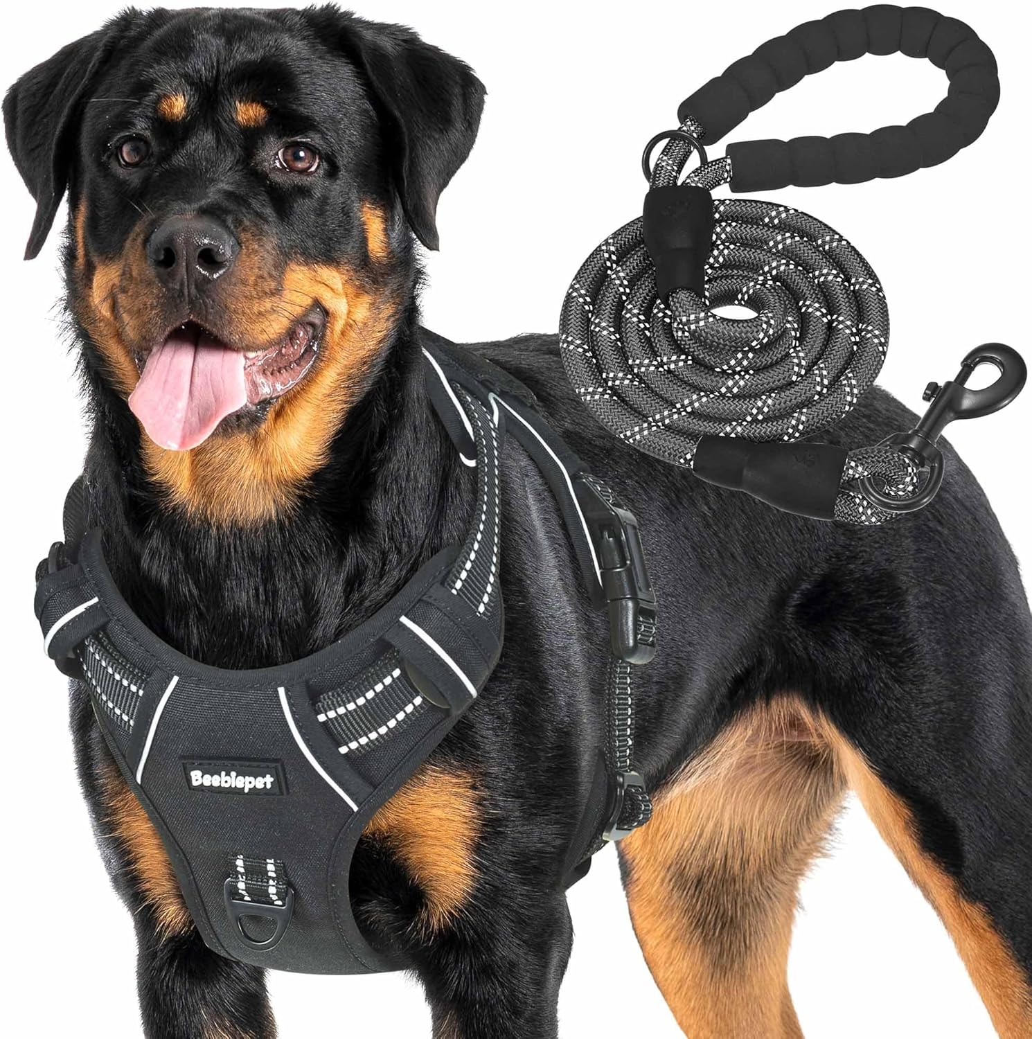 Amazon.com : Beebiepet Heavy Duty Tactical Dog Harness for Large Dogs, No Pull Adjustable Pet Harness Reflective Service Training Easy Control Pet Vest Military K9 Working Dog Harnesses-X- Large, Black : Pet Supplies
