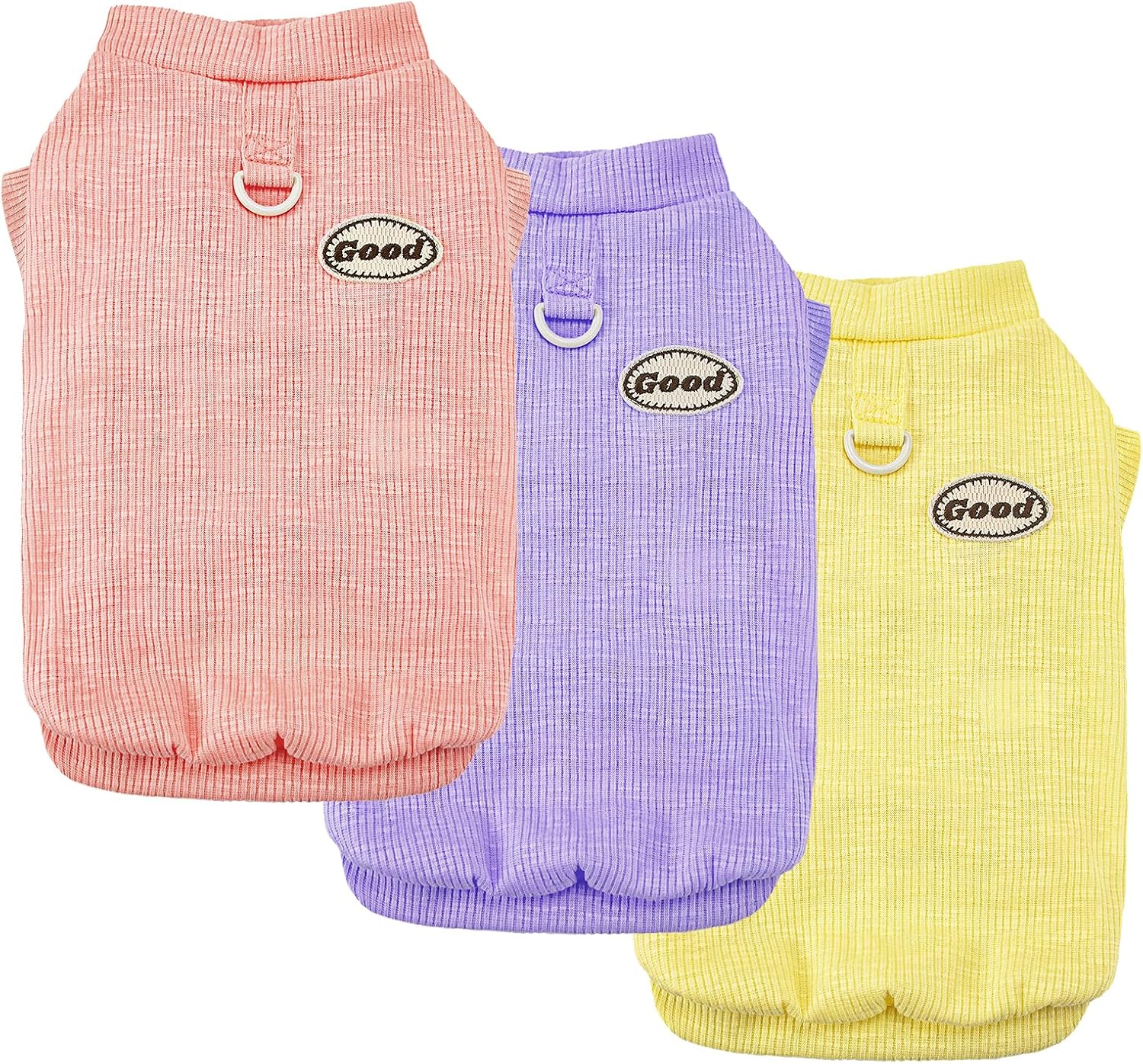 Amazon.com : LyssKMK 3Packs Dog Cotton T-Shirt Dog Summer Short Sleeves Puppy Shirts Breathable Pet Vest Clothes with D-Ring for Small Medium Large Dogs Cats Kittens (Yellow Purple Pink) M : Pet Supplies