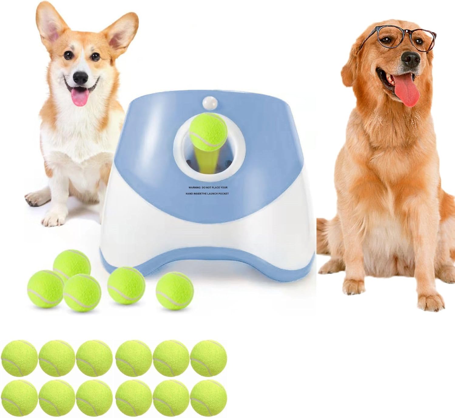 Amazon.com : Outzen Automatic Ball Thrower for Dogs, Small Dog Launcher with Free 12 Mini Balls, Three-Speed Control Interactive Fetch Machine Toy : Pet Supplies