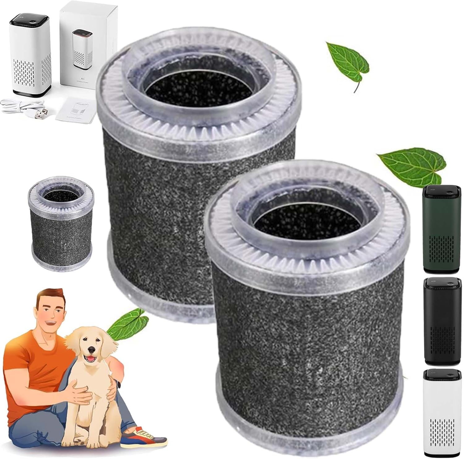 Amazon.com: The Pet Air Purifier, Pet Air Purifiers for Home Pee Smell, With True Hepa 3-in-1 Filters, Covers up to 990 Ft² for Pet Hair, Allergies, Dust, Smoke (2*Filter) : Home & Kitchen