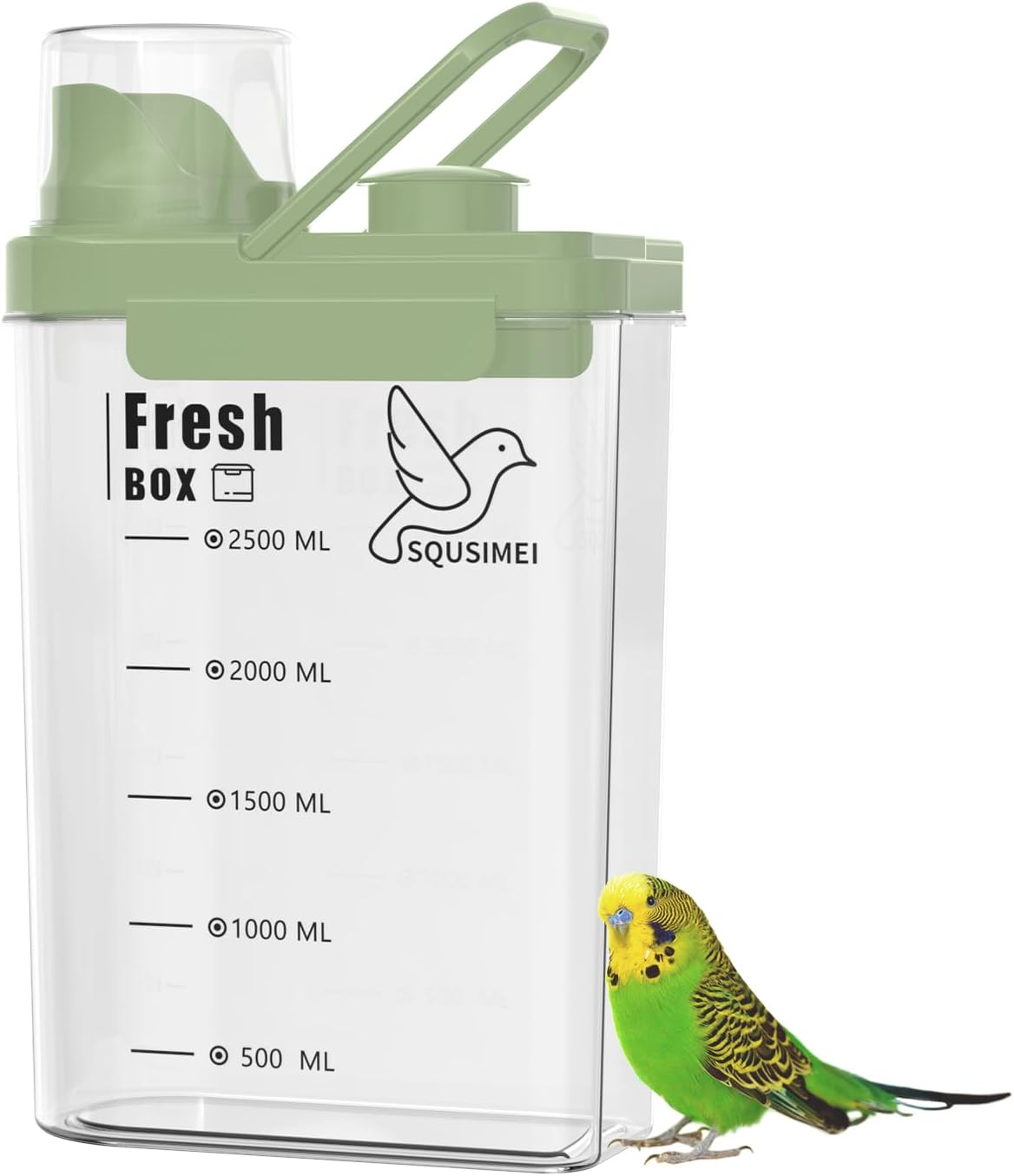 Amazon.com : SQUSIMEI 3 Qt/2.8 L Bird Seed Storage Container with Lids Airtight Measuring Cup, Bird Seed Dispenser Pet Food Container Are Used to Store Bird Food, Chicken Feed BPA Free (2.8L, Green) : Pet Supplies