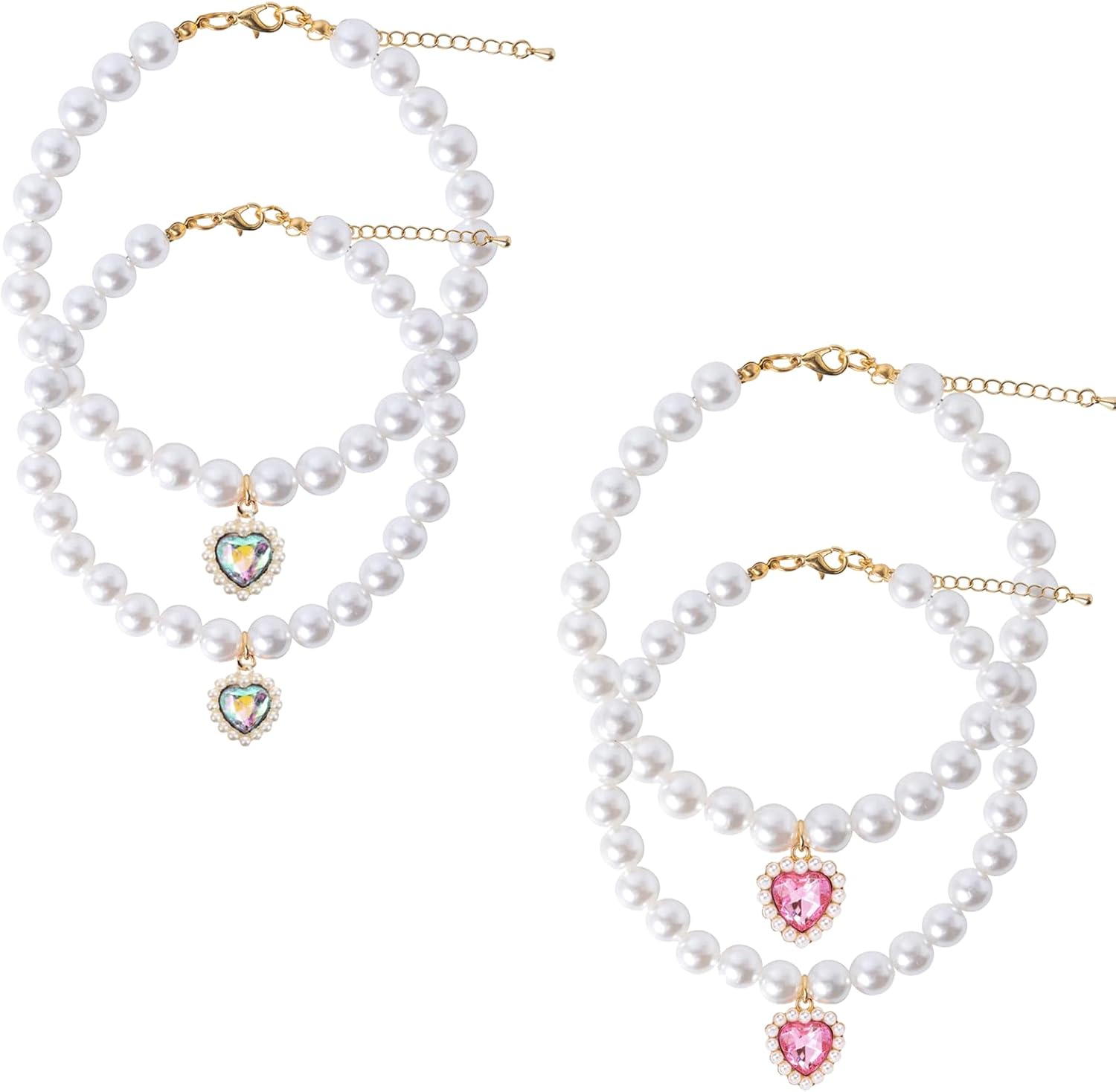 Amazon.com: Mimalexin 4PCS پالتو جانوروں کے مصنوعی موتی والے کالرز، بلی اور کتے کے دل کی شکل کے رائیستون کالرز، 2 رنگ ایڈجسٹ ایبل پالتو گردن بند، پپی ویڈنگ پارٹی کی سجاوٹ کے لیے ونٹیج بلی کے زیورات کے لوازمات: پالتو جانوروں کے سامان