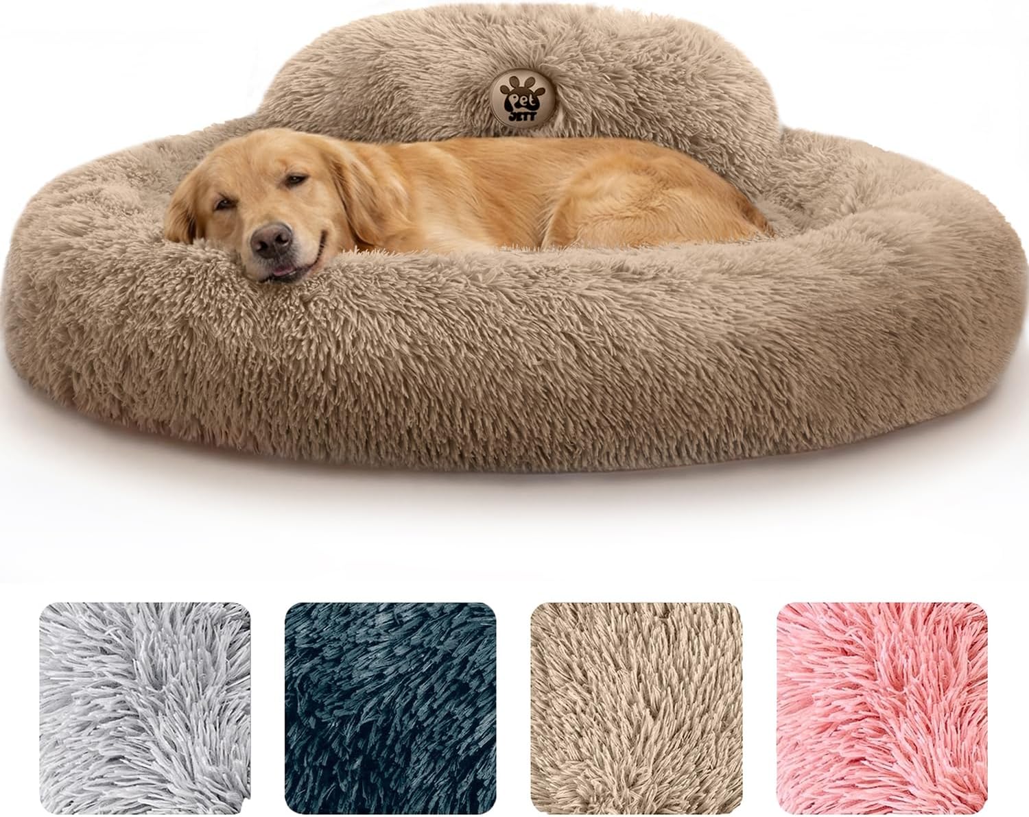 Amazon.com : PetJett XL Dog Bed for Large Sized Dog - 45'' Extra Large Dog Bed, Washable Dog Bed - Anti-Slip Super Soft Round Donut Bed, Fluffy Faux Fur Anti-Anxiety Premium Comfort Pet Bed, Fits Dogs upto 120 lbs : Pet Supplies