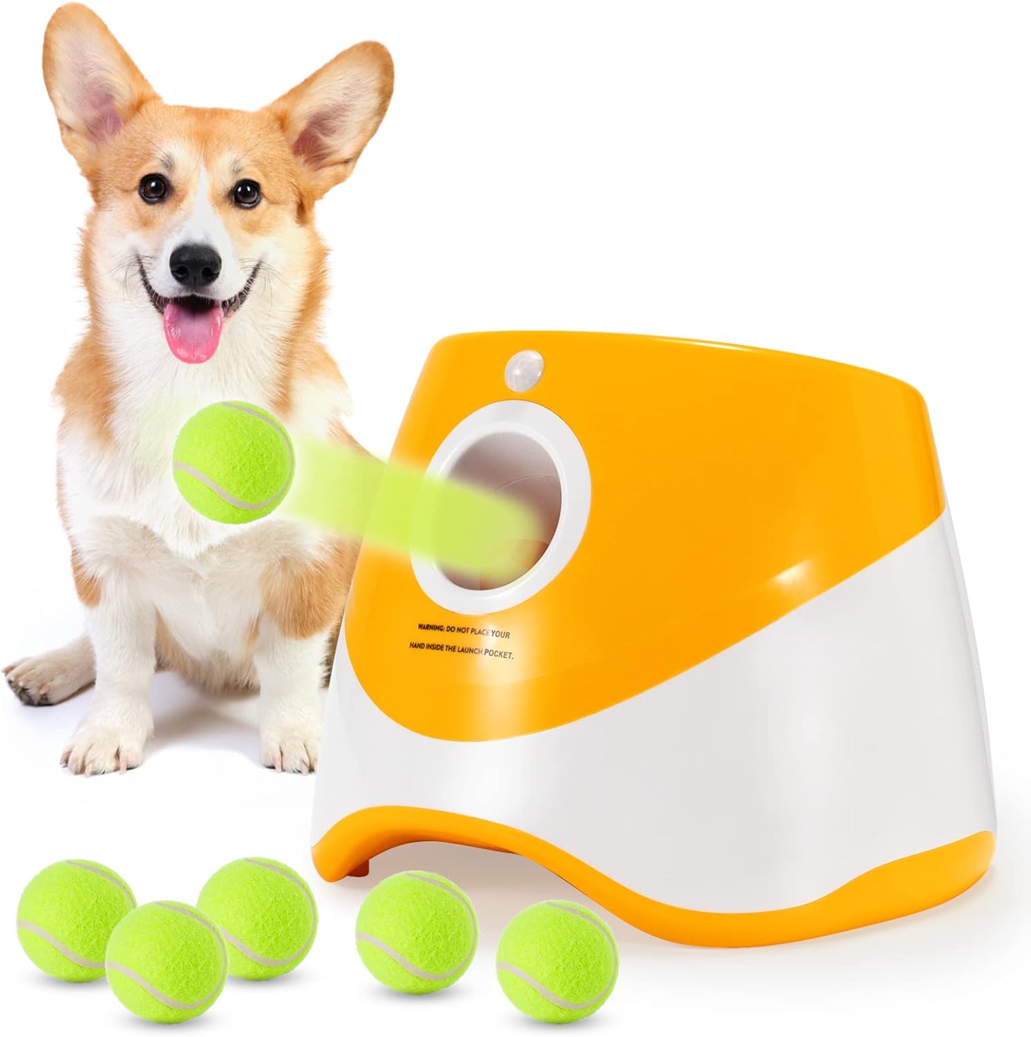 Amazon.com: ELVIAN Automatic Dog Ball Launcher for Small & Medium Dogs — 10-30ft Adjustable Distance, USB Rechargeable Hands-Free Fetch Machine, 6 Mini 2" Tennis Balls Included, Indoor/Outdoor Interactive Toy : Pet Supplies