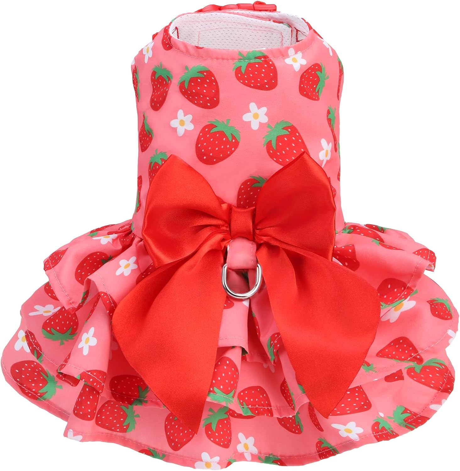 Amazon.com : PUPTECK Summer Dog Dress with Bowknot and Leash Ring for Small Medium Sized Dogs, Cute Breathable Mesh Dog Clothes, Puppy Doggie Cats Princess Girl Outfit for Birthday Party, Pink Strawberry M : Pet Supplies